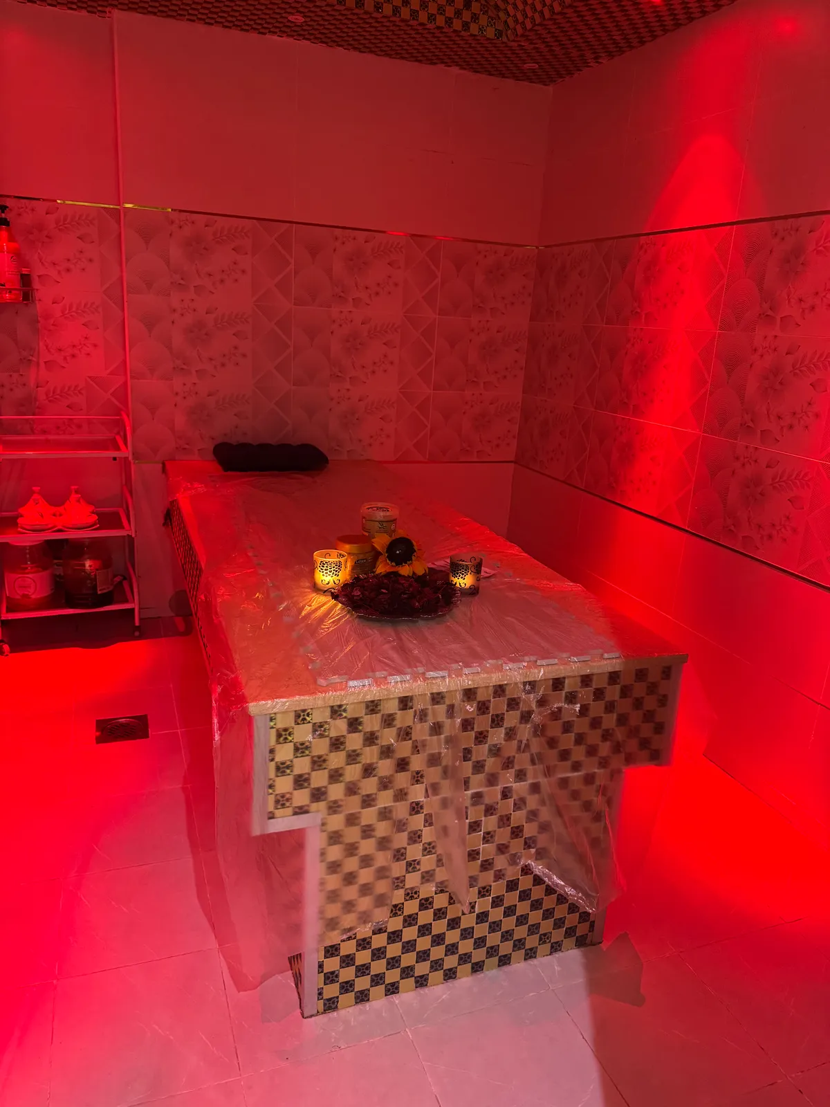 Spa corridor with ambient lighting