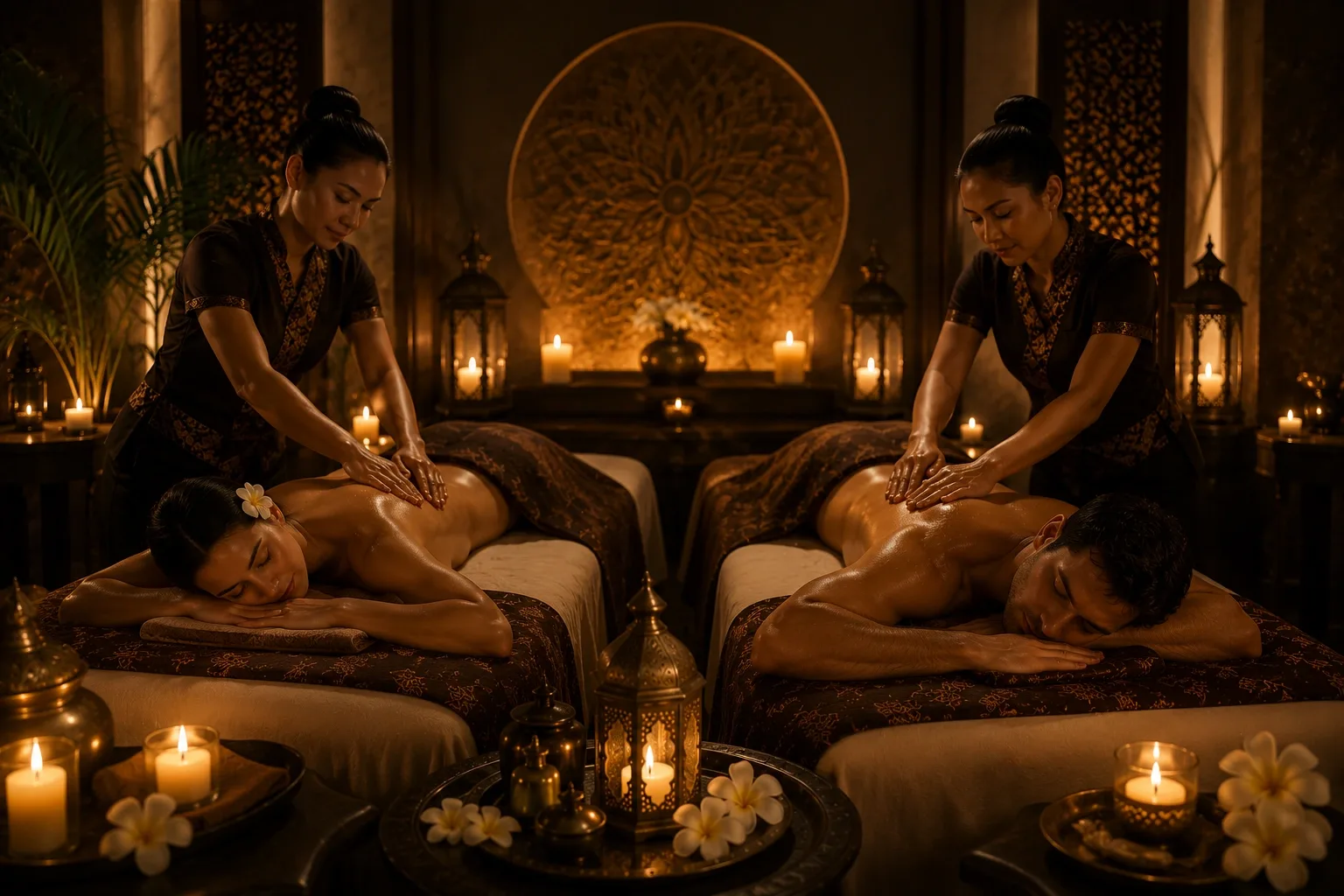 Couples massage in a private VIP suite at Opaline Spa Dubai
